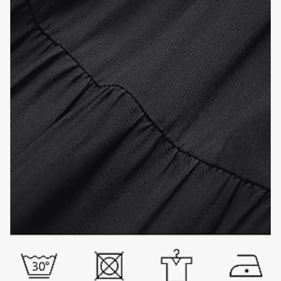 Zesica casual flutter short sleeve crew neck smocked elastic midi dress black S - Picture 4 of 6